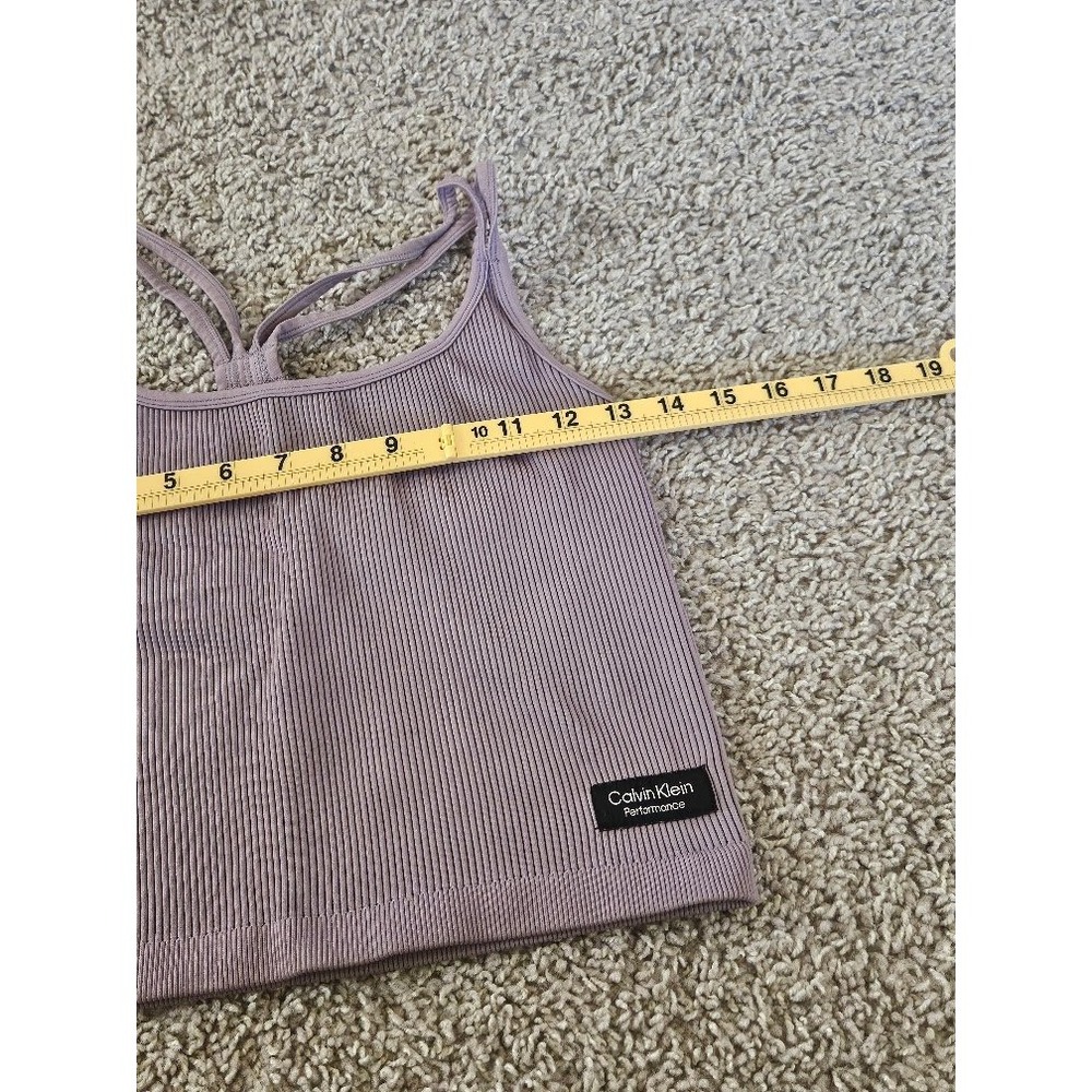 Calvin Klein Performance Ribbed Tank Top Purple Racerback Crop XS Small - Picture 3 of 5